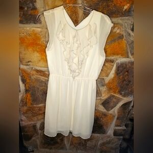 Emma and Michele white front fringe chest dress